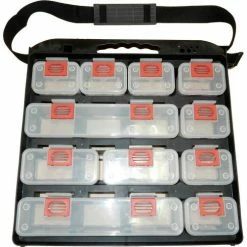 ShopSol 1010500 Bin Compartment Case - 1 Sided, 11 Locking Bins, 15-1/2"L x 16"W x 2-3/4"H - Black 5 ShopSol 1010500 Bin Compartment Case - 1 Sided, 11 Locking Bins, 15-1/2"L x 16"W x 2-3/4"H - Black -Containers & Organizers Sales Store 1010500 Storage Case 11 bin 1 sided w strap 300DPI JPG