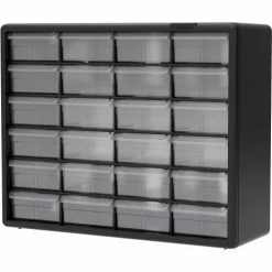 Akro-Mils Plastic Drawer Parts Cabinet 10124 - 20"W x 6-3/8"D x 15-13/16"H, Black, 24 Drawers