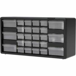 Akro-Mils Plastic Drawer Parts Cabinet 10126 - 20"W x 6-3/8"D x 10-1/4"H, Black, 26 Drawers