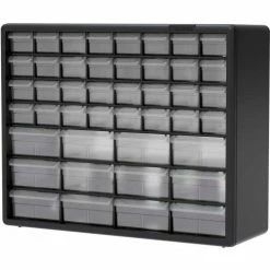 Akro-Mils Plastic Drawer Parts Cabinet 10144 - 20"W x 6-3/8"D x 15-13/16"H, Black, 44 Drawers