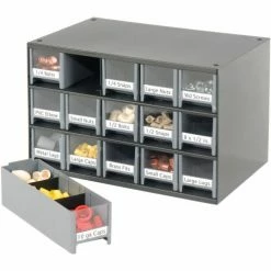 Akro-Mils Steel Small Parts Storage Cabinet 19715 - 17"W x 11"D x 11"H w/ 15 Gray Drawers -Containers & Organizers Sales Store 104832 06