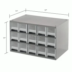 Akro-Mils Steel Small Parts Storage Cabinet 19715 - 17"W x 11"D x 11"H w/ 15 Gray Drawers -Containers & Organizers Sales Store 104832 dim2