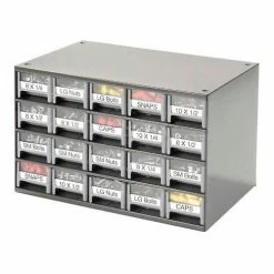 Akro-Mils Steel Small Parts Storage Cabinet 19320 - 17"W x 11"D x 11"H w/ 20 Gray Drawers