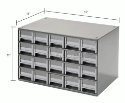 Akro-Mils Steel Small Parts Storage Cabinet 19320 - 17"W x 11"D x 11"H w/ 20 Gray Drawers -Containers & Organizers Sales Store 104836 dim2