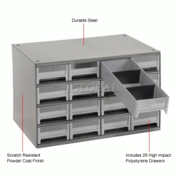 Akro-Mils Steel Small Parts Storage Cabinet 19228 - 17"W x 11"D x 11"H w/ 28 Gray Drawers -Containers & Organizers Sales Store 104838 1wco
