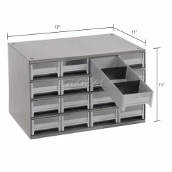 Akro-Mils Steel Small Parts Storage Cabinet 19228 - 17"W x 11"D x 11"H w/ 28 Gray Drawers -Containers & Organizers Sales Store 104838 dim2