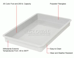 MFG Tray Molded Fiberglass Toteline Stacking Tote 875008 - 25-3/4"L x 17-3/4"W x 4-1/2"H, White 24 MFG Tray Molded Fiberglass Toteline Stacking Tote 875008 - 25-3/4"L x 17-3/4"W x 4-1/2"H, White -Containers & Organizers Sales Store 114008WH 1wco
