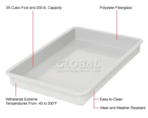 MFG Tray Molded Fiberglass Toteline Stacking Tote 875008 - 25-3/4"L x 17-3/4"W x 4-1/2"H, White 11 MFG Tray Molded Fiberglass Toteline Stacking Tote 875008 - 25-3/4"L x 17-3/4"W x 4-1/2"H, White - Image 11