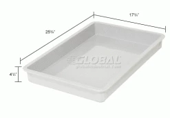 MFG Tray Molded Fiberglass Toteline Stacking Tote 875008 - 25-3/4"L x 17-3/4"W x 4-1/2"H, White 27 MFG Tray Molded Fiberglass Toteline Stacking Tote 875008 - 25-3/4"L x 17-3/4"W x 4-1/2"H, White -Containers & Organizers Sales Store 114008WH dim