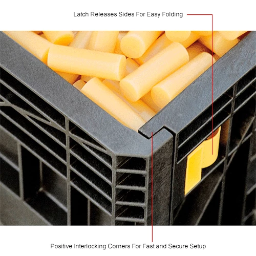 Global Industrial Folding Bulk Shipping Container, 32"Lx30"Wx34"H, 1800 Lb. Capacity, Black 14 Global Industrial Folding Bulk Shipping Container, 32"Lx30"Wx34"H, 1800 Lb. Capacity, Black - Image 14