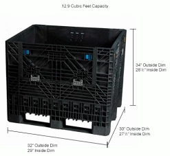 Global Industrial Folding Bulk Shipping Container, 32"Lx30"Wx34"H, 1800 Lb. Capacity, Black 30 Global Industrial Folding Bulk Shipping Container, 32"Lx30"Wx34"H, 1800 Lb. Capacity, Black -Containers & Organizers Sales Store 155208IN dim