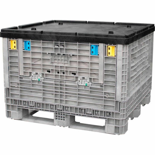 Monoflo Folding Bulk Shipping Container Lid BC4845LID - 48"L x 45"W Black 1 Monoflo Folding Bulk Shipping Container Lid BC4845LID - 48"L x 45"W Black