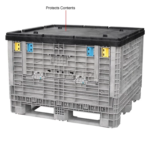 Monoflo Folding Bulk Shipping Container Lid BC4845LID - 48"L x 45"W Black 8 Monoflo Folding Bulk Shipping Container Lid BC4845LID - 48"L x 45"W Black - Image 8