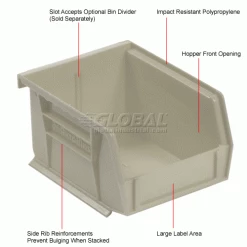 Akro-Mils® AkroBin® Plastic Stack & Hang Bin, 4-1/8"W x 5-3/8"D x 3"H, Stone - Pkg Qty 24 31 Akro-Mils® AkroBin® Plastic Stack & Hang Bin, 4-1/8"W x 5-3/8"D x 3"H, Stone - Pkg Qty 24 -Containers & Organizers Sales Store 184810BG 1wco