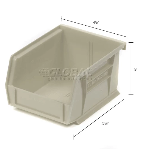 Akro-Mils® AkroBin® Plastic Stack & Hang Bin, 4-1/8"W x 5-3/8"D x 3"H, Stone - Pkg Qty 24 17 Akro-Mils® AkroBin® Plastic Stack & Hang Bin, 4-1/8"W x 5-3/8"D x 3"H, Stone - Pkg Qty 24 - Image 17