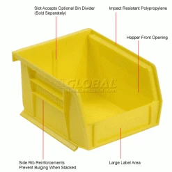 Akro-Mils® AkroBin® Plastic Stacking Bin, 4-1/8"W x 5-3/8"D x 3"H, Yellow - Pkg Qty 24 -Containers & Organizers Sales Store 184810YL 1wco
