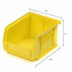 Akro-Mils® AkroBin® Plastic Stacking Bin, 4-1/8"W x 5-3/8"D x 3"H, Yellow - Pkg Qty 24 -Containers & Organizers Sales Store 184810YL dim