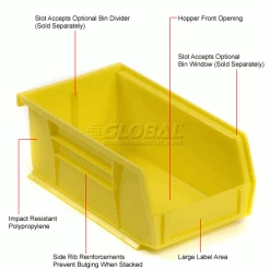 Akro-Mils® AkroBin® Plastic Stack & Hang Bin, 4-1/8"W x 7-3/8"D x 3"H, Yellow - Pkg Qty 24 32 Akro-Mils® AkroBin® Plastic Stack & Hang Bin, 4-1/8"W x 7-3/8"D x 3"H, Yellow - Pkg Qty 24 -Containers & Organizers Sales Store 184811YL 1wco
