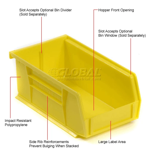 Akro-Mils® AkroBin® Plastic Stack & Hang Bin, 4-1/8"W x 7-3/8"D x 3"H, Yellow - Pkg Qty 24 14 Akro-Mils® AkroBin® Plastic Stack & Hang Bin, 4-1/8"W x 7-3/8"D x 3"H, Yellow - Pkg Qty 24 - Image 14