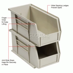 Akro-Mils® AkroBin® Plastic Stack & Hang Bin, 5-1/2"W x 10-7/8"D x 5"H, Stone - Pkg Qty 12 -Containers & Organizers Sales Store 184812BG 3wco