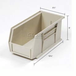 Akro-Mils® AkroBin® Plastic Stack & Hang Bin, 5-1/2"W x 10-7/8"D x 5"H, Stone - Pkg Qty 12 -Containers & Organizers Sales Store 184812BG dim