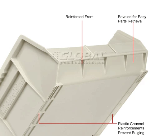 Akro-Mils® AkroBin® Plastic Stack & Hang Bin, 16-1/2"W x 14-3/4"D x 7"H, Stone - Pkg Qty 6 14 Akro-Mils® AkroBin® Plastic Stack & Hang Bin, 16-1/2"W x 14-3/4"D x 7"H, Stone - Pkg Qty 6 - Image 14