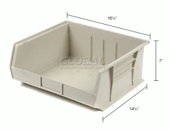 Akro-Mils® AkroBin® Plastic Stack & Hang Bin, 16-1/2"W x 14-3/4"D x 7"H, Stone - Pkg Qty 6 34 Akro-Mils® AkroBin® Plastic Stack & Hang Bin, 16-1/2"W x 14-3/4"D x 7"H, Stone - Pkg Qty 6 -Containers & Organizers Sales Store 184816BG dim