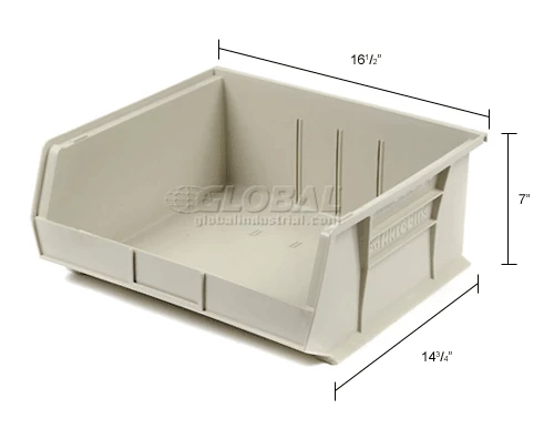 Akro-Mils® AkroBin® Plastic Stack & Hang Bin, 16-1/2"W x 14-3/4"D x 7"H, Stone - Pkg Qty 6 17 Akro-Mils® AkroBin® Plastic Stack & Hang Bin, 16-1/2"W x 14-3/4"D x 7"H, Stone - Pkg Qty 6 - Image 17