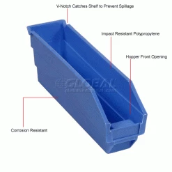 Global Industrial™ Plastic Nesting Storage Shelf Bin 2-3/4"W x 11-5/8"D x 4"H Blue - Pkg Qty 24 -Containers & Organizers Sales Store 184836BL 1wco