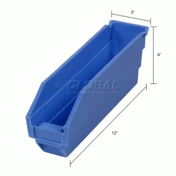 Global Industrial™ Plastic Nesting Storage Shelf Bin 2-3/4"W x 11-5/8"D x 4"H Blue - Pkg Qty 24 -Containers & Organizers Sales Store 184836BL dim