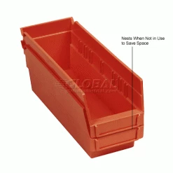 Global Industrial™ Plastic Nesting Storage Shelf Bin 4-1/8"W x 11-5/8"D x 4"H Red - Pkg Qty 24 -Containers & Organizers Sales Store 184837RD 2wco
