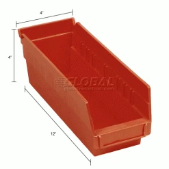 Global Industrial™ Plastic Nesting Storage Shelf Bin 4-1/8"W x 11-5/8"D x 4"H Red - Pkg Qty 24 -Containers & Organizers Sales Store 184837RD dim