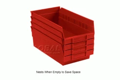 Global Industrial™ Plastic Nesting Storage Shelf Bin 6-5/8"W x 11-5/8"D x 4"H Red - Pkg Qty 12 -Containers & Organizers Sales Store 184838RD 2wco