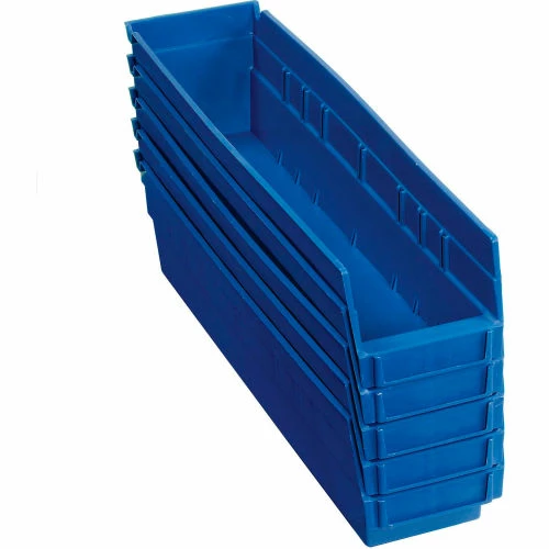 Global Industrial Plastic Nesting Storage Shelf Bin 4-1/8"W x 17-7/8"D x 4"H Blue - Pkg Qty 12 2 Global Industrial Plastic Nesting Storage Shelf Bin 4-1/8"W x 17-7/8"D x 4"H Blue - Pkg Qty 12 - Image 2