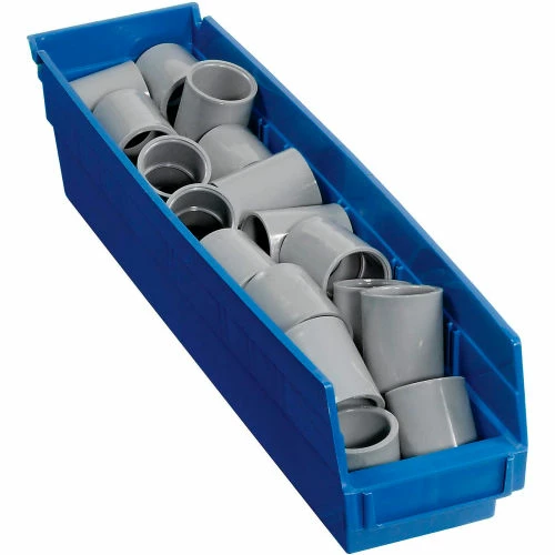 Global Industrial Plastic Nesting Storage Shelf Bin 4-1/8"W x 17-7/8"D x 4"H Blue - Pkg Qty 12 3 Global Industrial Plastic Nesting Storage Shelf Bin 4-1/8"W x 17-7/8"D x 4"H Blue - Pkg Qty 12 - Image 3