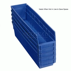 Global Industrial Plastic Nesting Storage Shelf Bin 4-1/8"W x 17-7/8"D x 4"H Blue - Pkg Qty 12 24 Global Industrial Plastic Nesting Storage Shelf Bin 4-1/8"W x 17-7/8"D x 4"H Blue - Pkg Qty 12 -Containers & Organizers Sales Store 184839BL 2wco