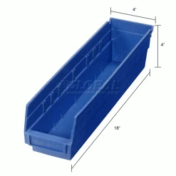 Global Industrial Plastic Nesting Storage Shelf Bin 4-1/8"W x 17-7/8"D x 4"H Blue - Pkg Qty 12 28 Global Industrial Plastic Nesting Storage Shelf Bin 4-1/8"W x 17-7/8"D x 4"H Blue - Pkg Qty 12 -Containers & Organizers Sales Store 184839BL dim