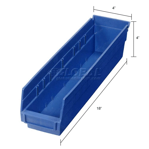 Global Industrial Plastic Nesting Storage Shelf Bin 4-1/8"W x 17-7/8"D x 4"H Blue - Pkg Qty 12 14 Global Industrial Plastic Nesting Storage Shelf Bin 4-1/8"W x 17-7/8"D x 4"H Blue - Pkg Qty 12 - Image 14