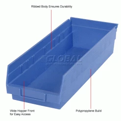 Global Industrial™ Plastic Nesting Storage Shelf Bin 6-5/8"W x 17-7/8"D x 4"H Blue - Pkg Qty 12 -Containers & Organizers Sales Store 184840BL 1wco