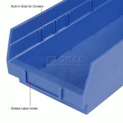 Global Industrial™ Plastic Nesting Storage Shelf Bin 6-5/8"W x 17-7/8"D x 4"H Blue - Pkg Qty 12 -Containers & Organizers Sales Store 184840BL 2wco
