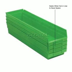 Global Industrial Plastic Nesting Storage Shelf Bin 6-5/8"W x 23-5/8"D x 4"H Green - Pkg Qty 6 24 Global Industrial Plastic Nesting Storage Shelf Bin 6-5/8"W x 23-5/8"D x 4"H Green - Pkg Qty 6 -Containers & Organizers Sales Store 184842GN 2wco