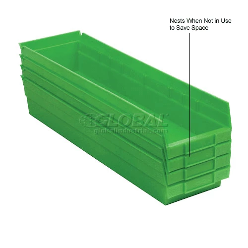 Global Industrial Plastic Nesting Storage Shelf Bin 6-5/8"W x 23-5/8"D x 4"H Green - Pkg Qty 6 10 Global Industrial Plastic Nesting Storage Shelf Bin 6-5/8"W x 23-5/8"D x 4"H Green - Pkg Qty 6 - Image 10