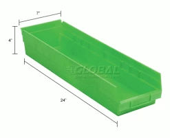 Global Industrial Plastic Nesting Storage Shelf Bin 6-5/8"W x 23-5/8"D x 4"H Green - Pkg Qty 6 28 Global Industrial Plastic Nesting Storage Shelf Bin 6-5/8"W x 23-5/8"D x 4"H Green - Pkg Qty 6 -Containers & Organizers Sales Store 184842GN dim