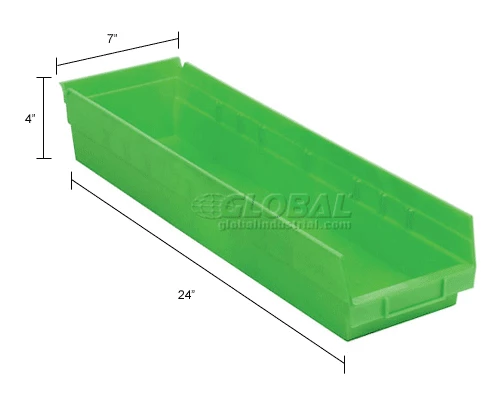 Global Industrial Plastic Nesting Storage Shelf Bin 6-5/8"W x 23-5/8"D x 4"H Green - Pkg Qty 6 14 Global Industrial Plastic Nesting Storage Shelf Bin 6-5/8"W x 23-5/8"D x 4"H Green - Pkg Qty 6 - Image 14
