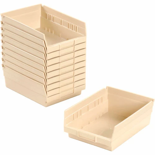 Global Industrial Plastic Nesting Storage Shelf Bin 8-3/8"W x 11-5/8"D x 4"H Beige - Pkg Qty 12 3 Global Industrial Plastic Nesting Storage Shelf Bin 8-3/8"W x 11-5/8"D x 4"H Beige - Pkg Qty 12 - Image 3