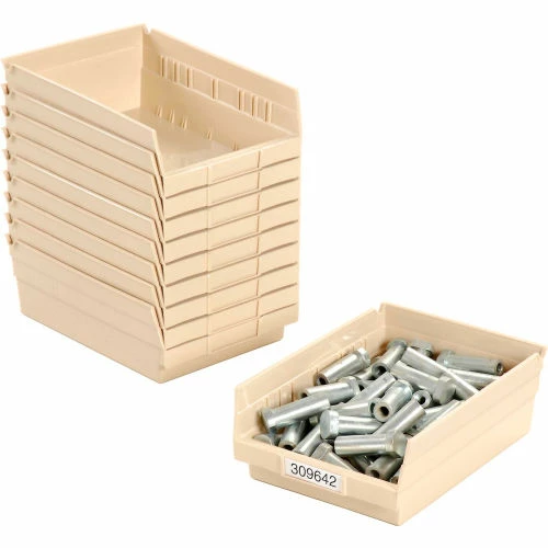 Global Industrial Plastic Nesting Storage Shelf Bin 8-3/8"W x 11-5/8"D x 4"H Beige - Pkg Qty 12 5 Global Industrial Plastic Nesting Storage Shelf Bin 8-3/8"W x 11-5/8"D x 4"H Beige - Pkg Qty 12 - Image 5