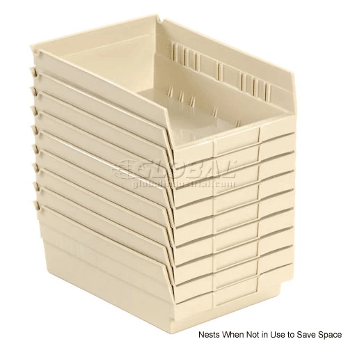 Global Industrial Plastic Nesting Storage Shelf Bin 8-3/8"W x 11-5/8"D x 4"H Beige - Pkg Qty 12 17 Global Industrial Plastic Nesting Storage Shelf Bin 8-3/8"W x 11-5/8"D x 4"H Beige - Pkg Qty 12 - Image 17