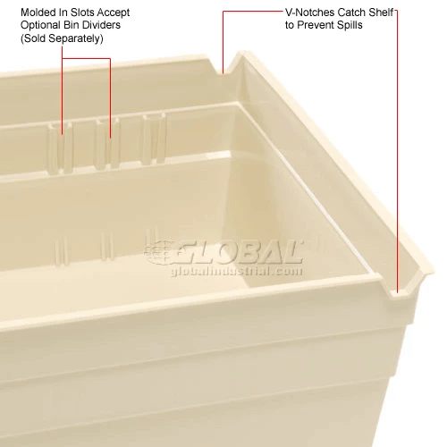 Global Industrial Plastic Nesting Storage Shelf Bin 8-3/8"W x 11-5/8"D x 4"H Beige - Pkg Qty 12 18 Global Industrial Plastic Nesting Storage Shelf Bin 8-3/8"W x 11-5/8"D x 4"H Beige - Pkg Qty 12 - Image 18