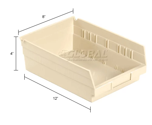 Global Industrial Plastic Nesting Storage Shelf Bin 8-3/8"W x 11-5/8"D x 4"H Beige - Pkg Qty 12 20 Global Industrial Plastic Nesting Storage Shelf Bin 8-3/8"W x 11-5/8"D x 4"H Beige - Pkg Qty 12 - Image 20