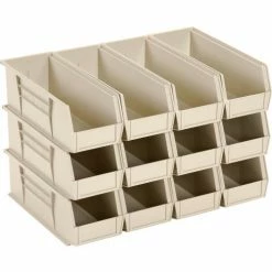 Akro-Mils® AkroBin® Plastic Stack & Hang Bin, 5-1/2"W x 14-3/4"D x 5"H, Stone - Pkg Qty 12 -Containers & Organizers Sales Store 188015BG 08